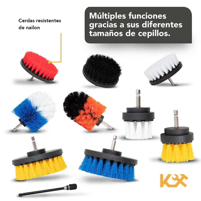 Cepillo para Taladro Juego 10 Piezas para Limpieza Cerdas Multiusos 300159 Kingsman300159