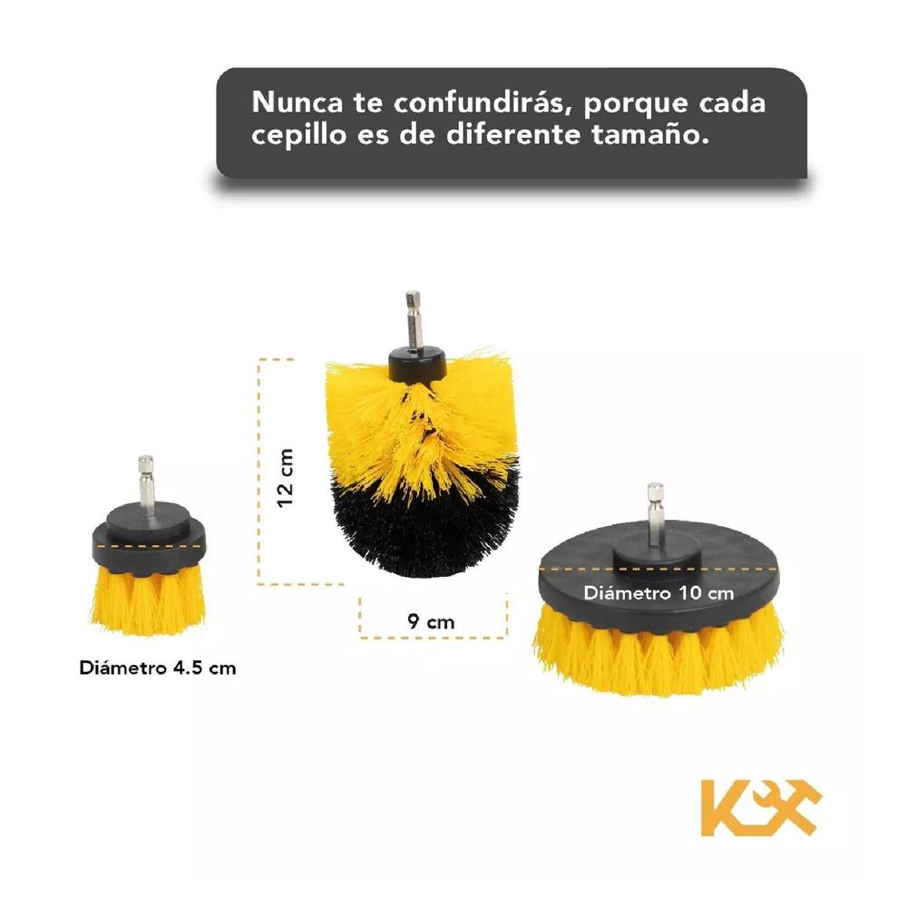 Cepillo para Taladro Juego 3 Piezas para Limpieza Cerdas Multiusos 300158 Kingsman