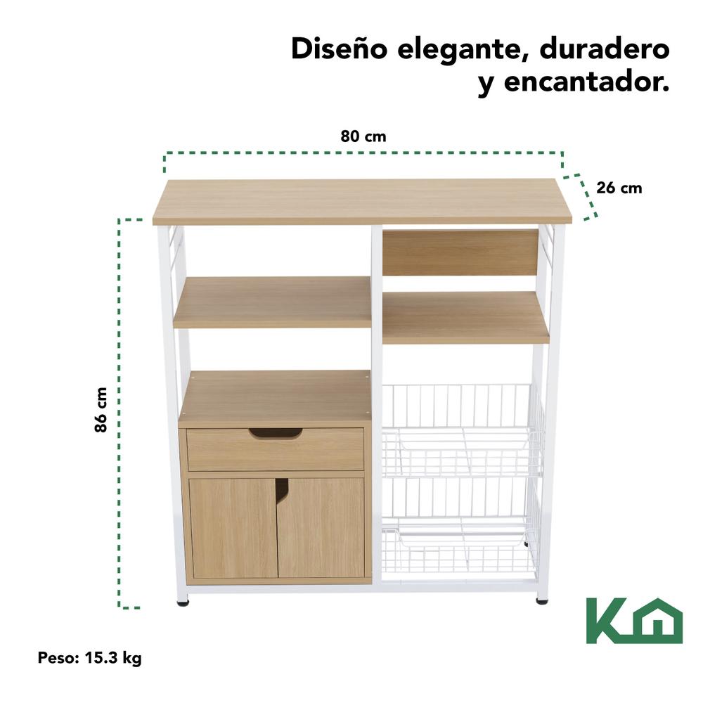 Rack Mueble Multiusos Cajon Repisas Microondas Cocina Hogar