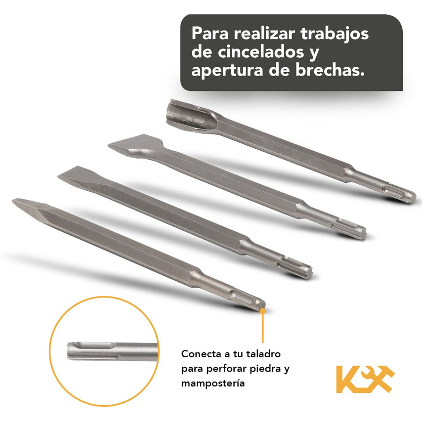 Cincel SDS Plus 25 cm Juego 4 Piezas Kingsman300222