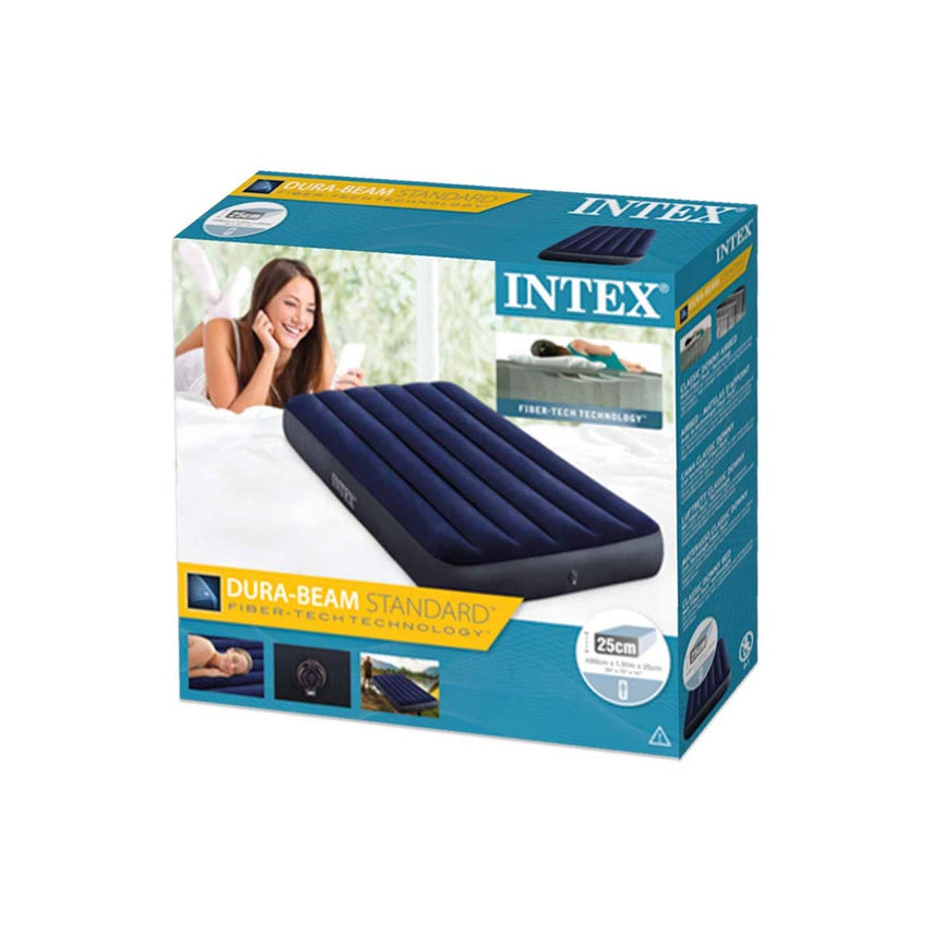 Colchon Cama Campismo Inflable Twin Clasica Azul 1 Per Intex64757-INTEX