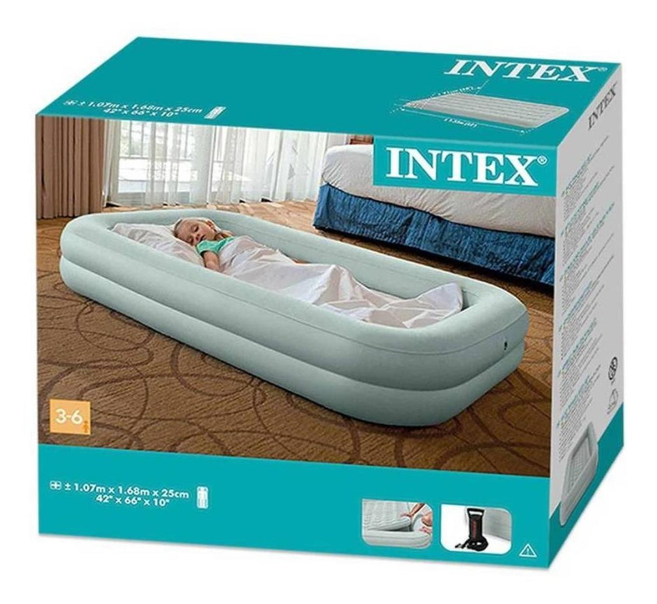 Colchón Cama Inflable Viaje Para Niños + Funda + Bomba Intex