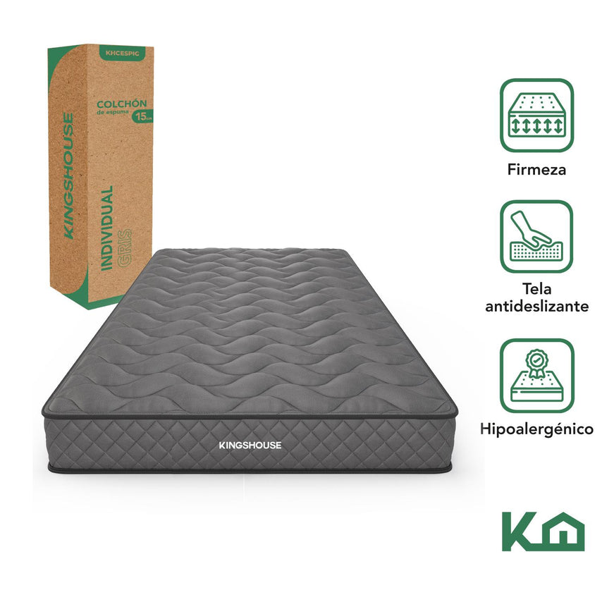 Colchon Individual En Caja 15cm Alto KingsHouseKHCESPIG