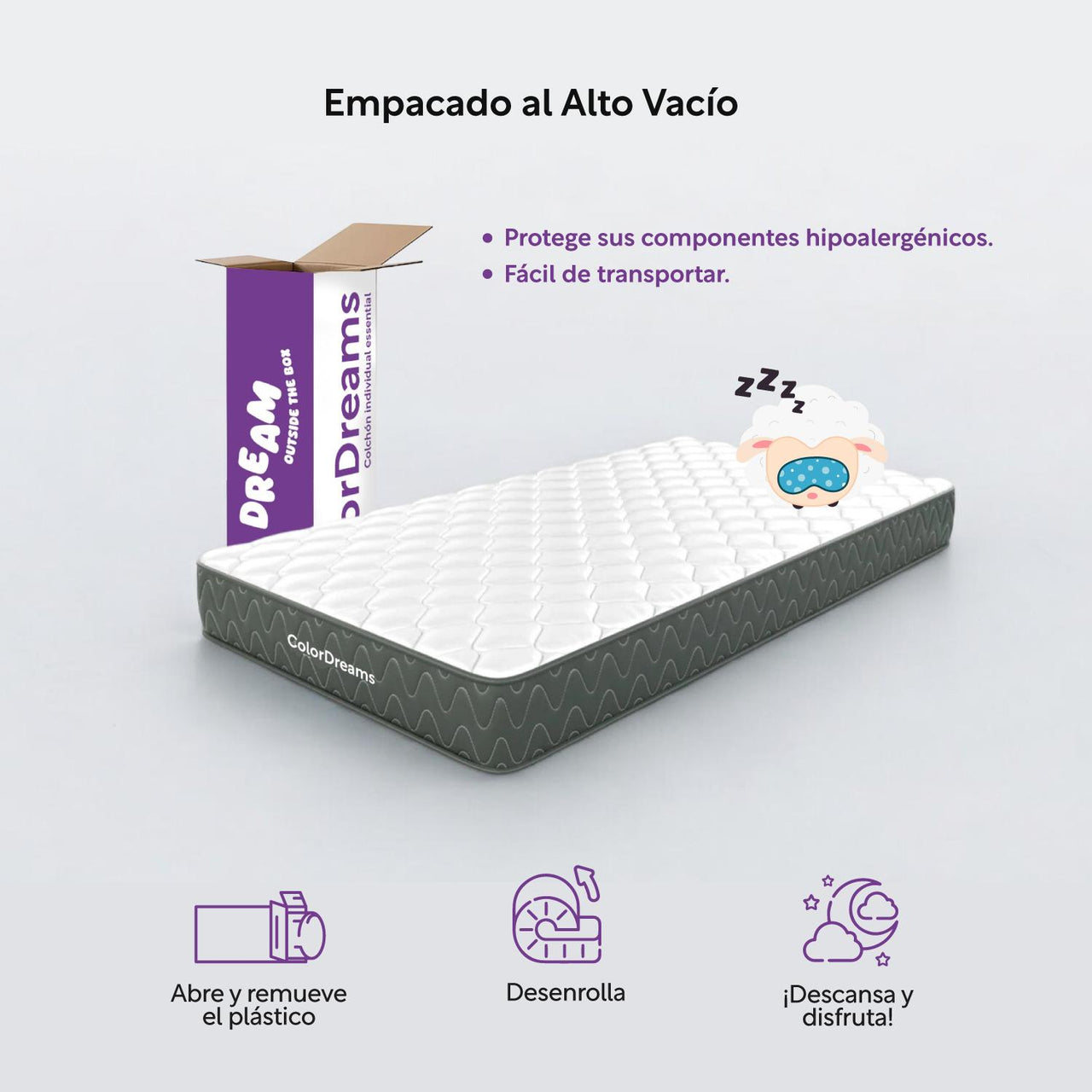 Colchón Individual en Caja Essential Memory Foam 100x190x18 cm ColorDreams