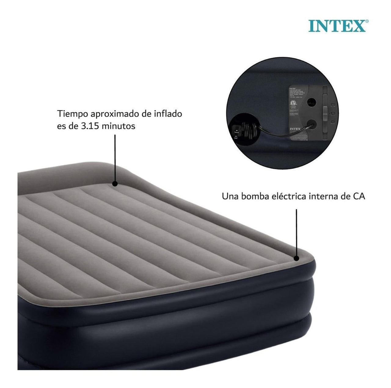 Colchon Inflable Campismo Queen Doble Altura + Bomba Intex