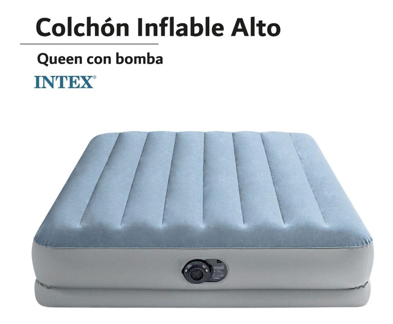 Colchón Inflable Queen Comfort Elevado Fiber-Tech 152 x 203 x 35 con Bomba Eléctrica 110v Modelo 64167ED Intex