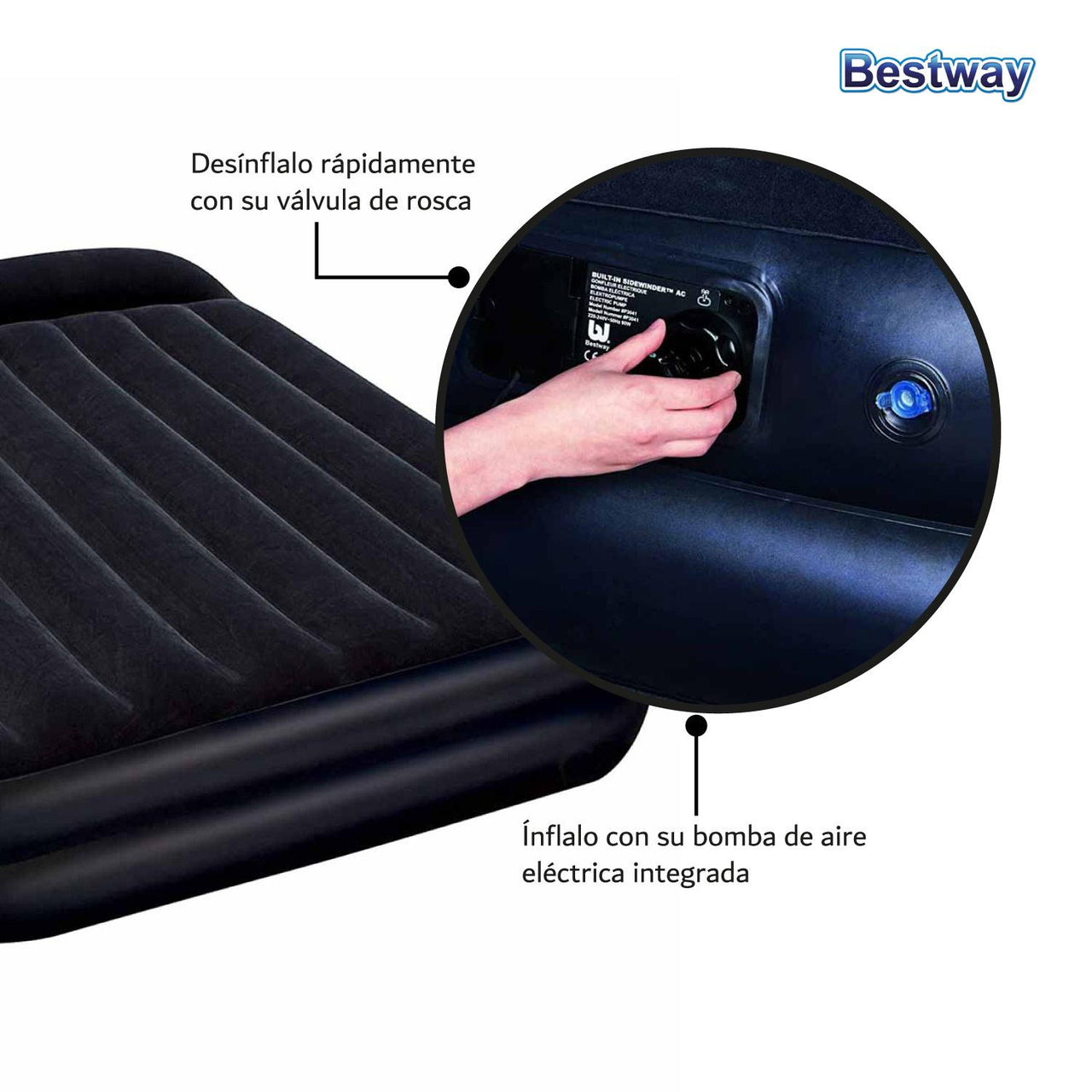 Colchon Inflable Queen Tritech Con Bomba Aire 203 cm Bestway