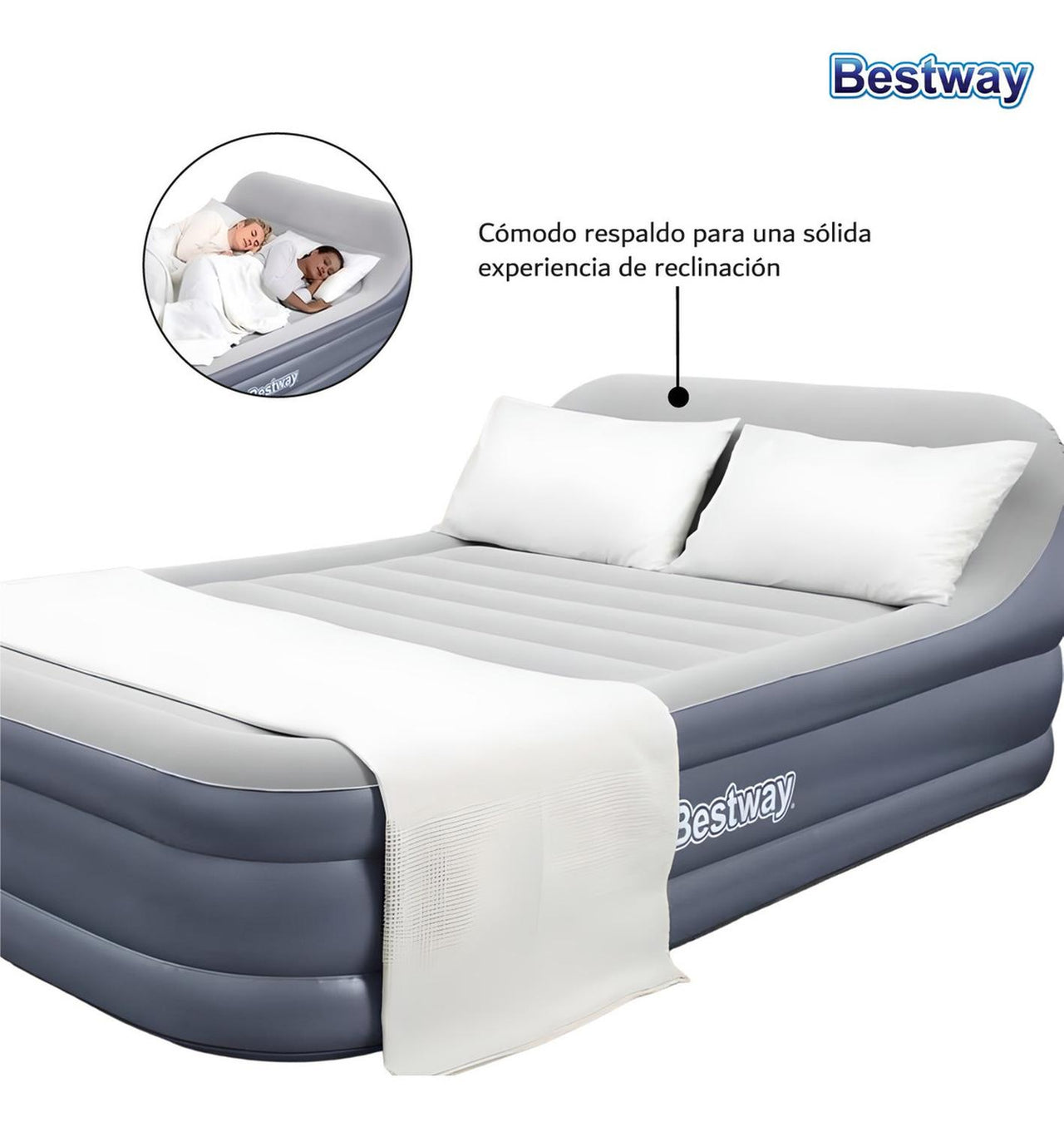 Colchón Inflable Queen Tritech con Cabecera y Bomba 226x152x84 cm 67924 Bestway