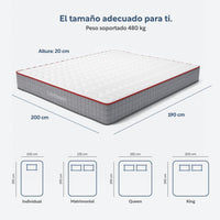 Thumbnail for Colchón King Size Caja Híbrido Resorte Pocket + Espuma 20 cm