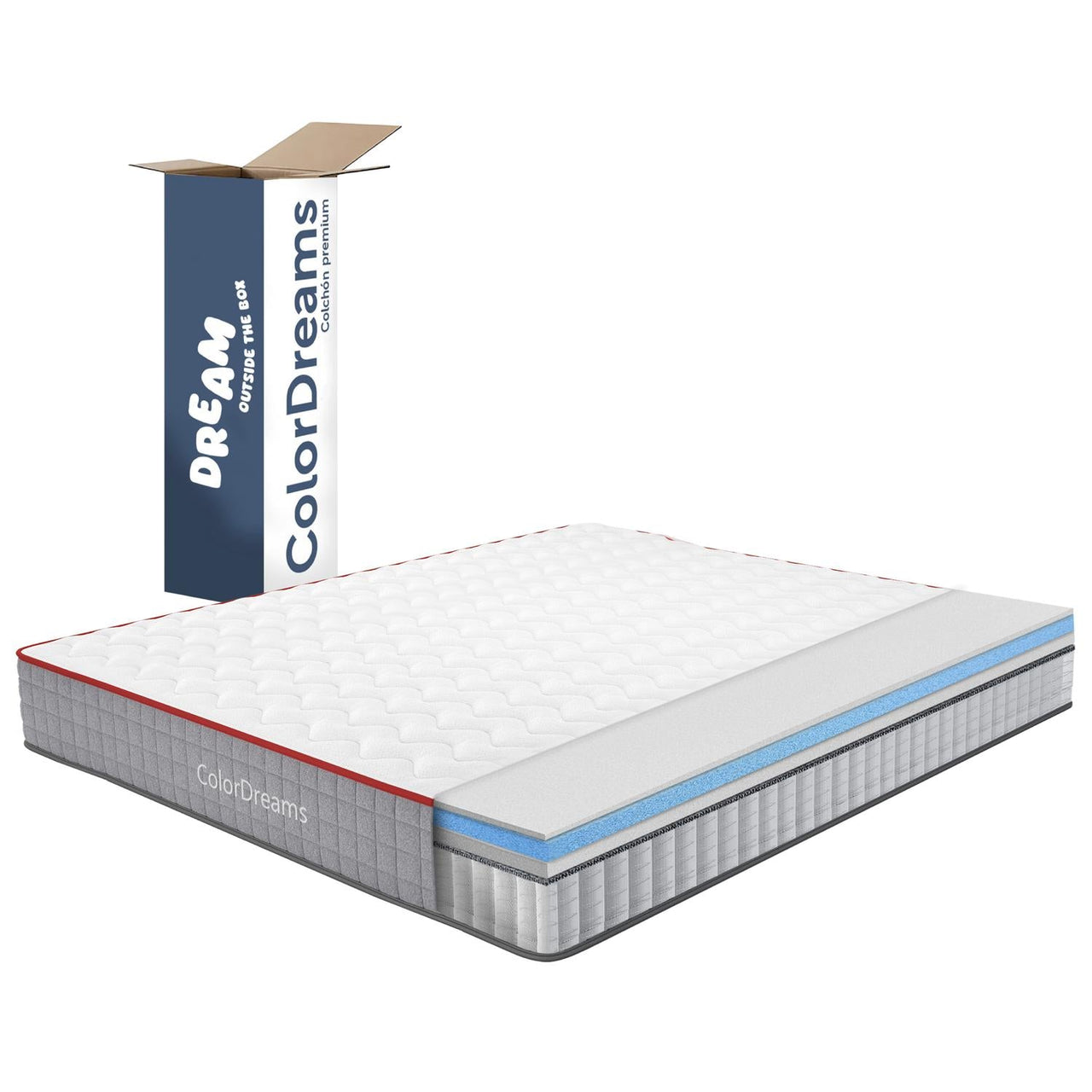 Colchón King Size Caja Híbrido Resorte Pocket + Espuma 20 cm