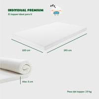 Thumbnail for Colchoneta Cubre Colchon Topper Memory Foam 5cm Individual