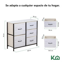 Comoda Cajonera 5 Cajones Mueble Organizador de Tela MaderaKINGCHEST5-1