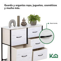 Comoda Cajonera 5 Cajones Mueble Organizador de Tela MaderaKINGCHEST5-1BW