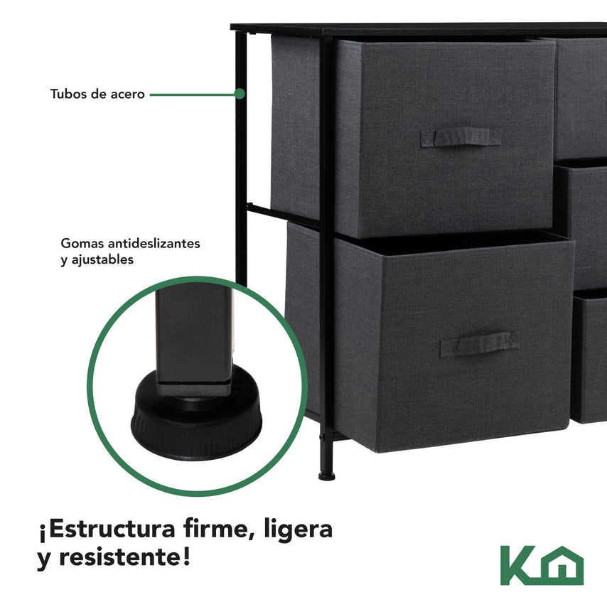 Comoda Cajonera 5 Cajones Mueble Organizador de Tela MaderaKINGCHEST5-1G