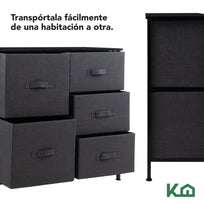 Comoda Cajonera 5 Cajones Mueble Organizador de Tela MaderaKINGCHEST5-1