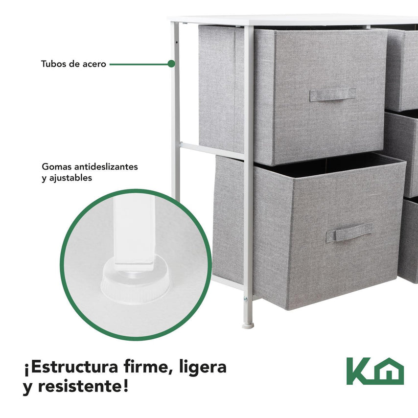 Comoda Cajonera 5 Cajones Mueble Organizador de Tela MaderaKINGCHEST5-1BW