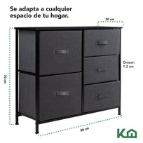 Comoda Cajonera 5 Cajones Mueble Organizador de Tela MaderaKINGCHEST5-1