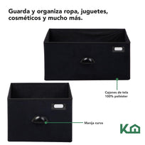 Comoda Cajonera de 5 Cajones Tela Estructura Acero MaderaKINGCHEST5W-1