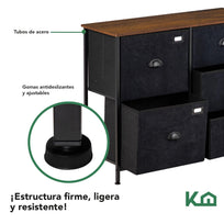 Comoda Cajonera de 5 Cajones Tela Estructura Acero MaderaKINGCHEST5W-1