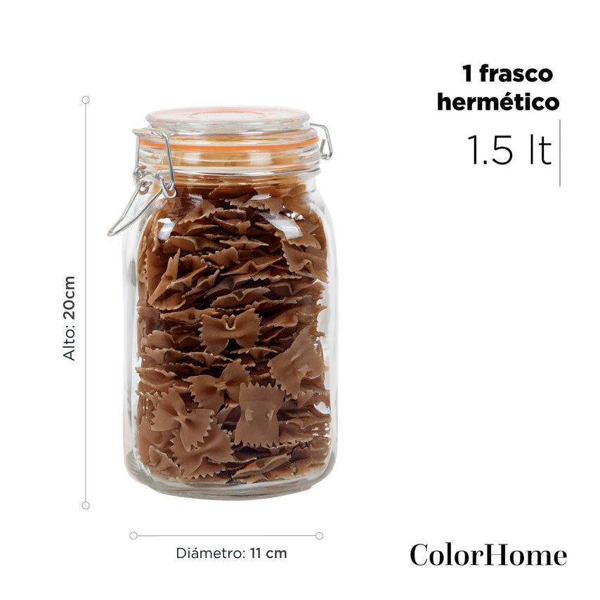 Contenedor para Almacenaje Cristal con Tapa Hermetica 1.5 Litros COLORJAR1 - 5 ColorHomeCOLORJAR1 - 5