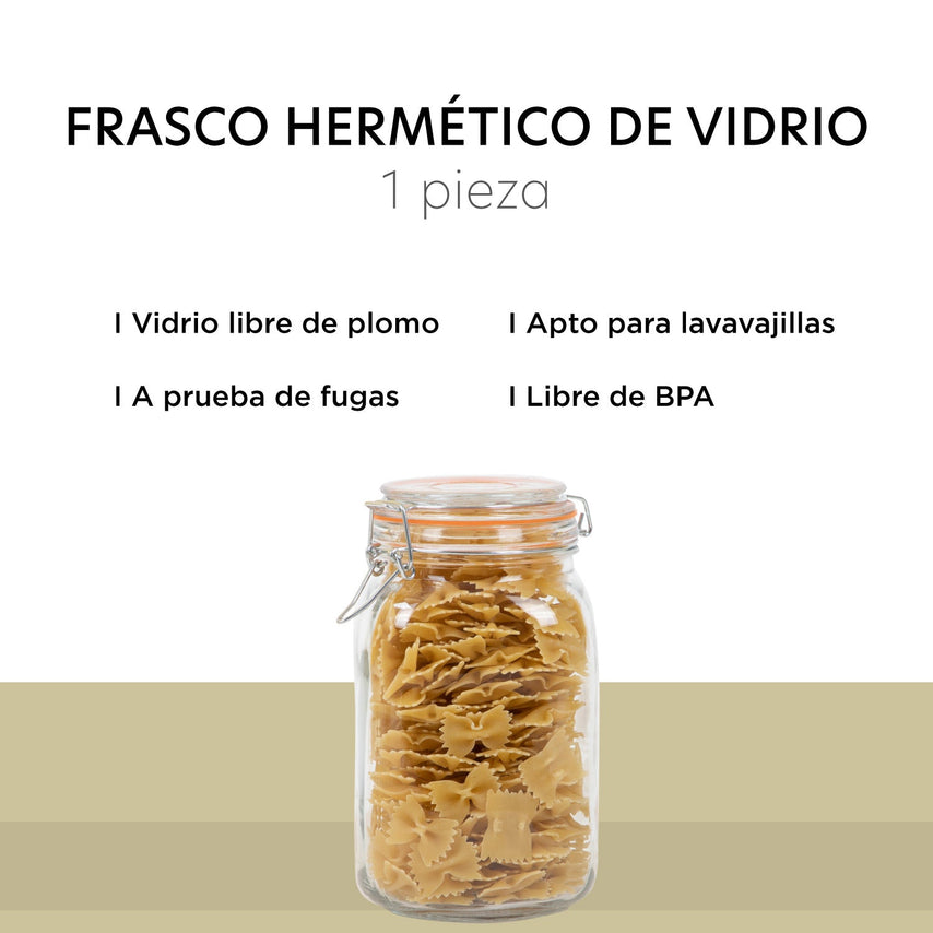 Contenedor para Almacenaje Cristal con Tapa Hermetica 1.5 Litros COLORJAR1 - 5 ColorHomeCOLORJAR1 - 5