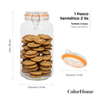 Contenedor para Almacenaje Cristal con Tapa Hermetica 2 Litros COLORJAR2 ColorHomeCOLORJAR2