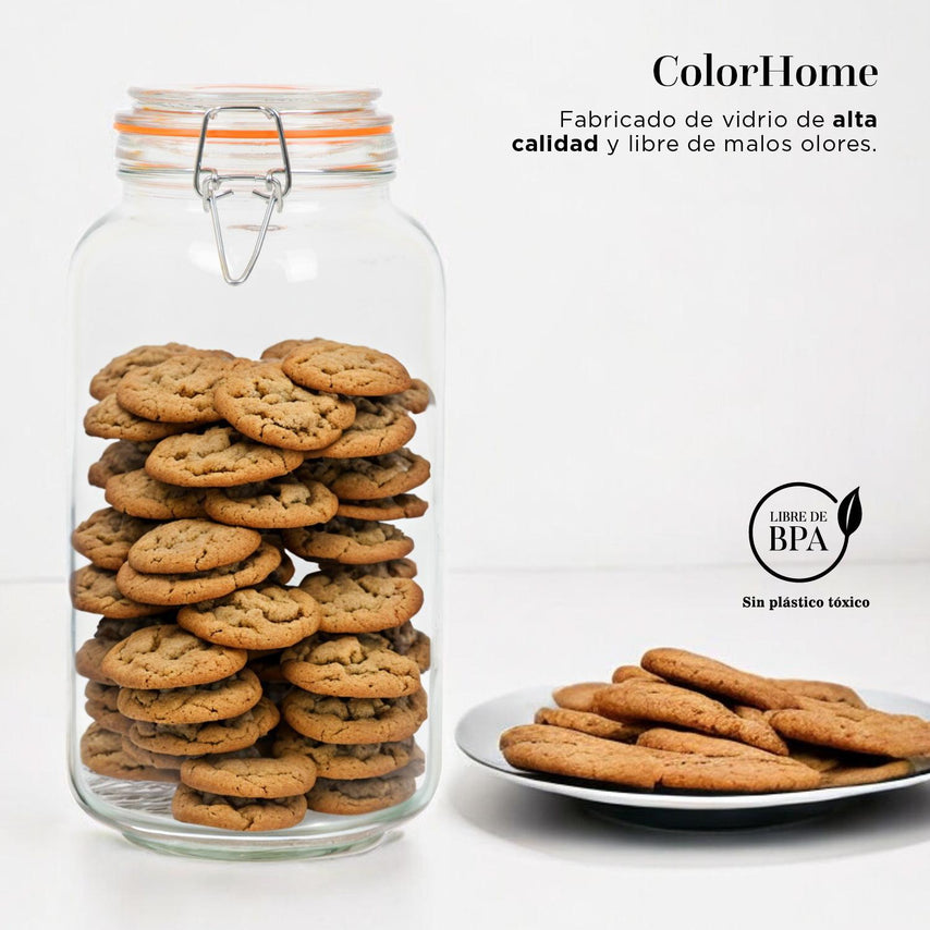 Contenedor para Almacenaje Cristal con Tapa Hermetica 2 Litros COLORJAR2 ColorHomeCOLORJAR2