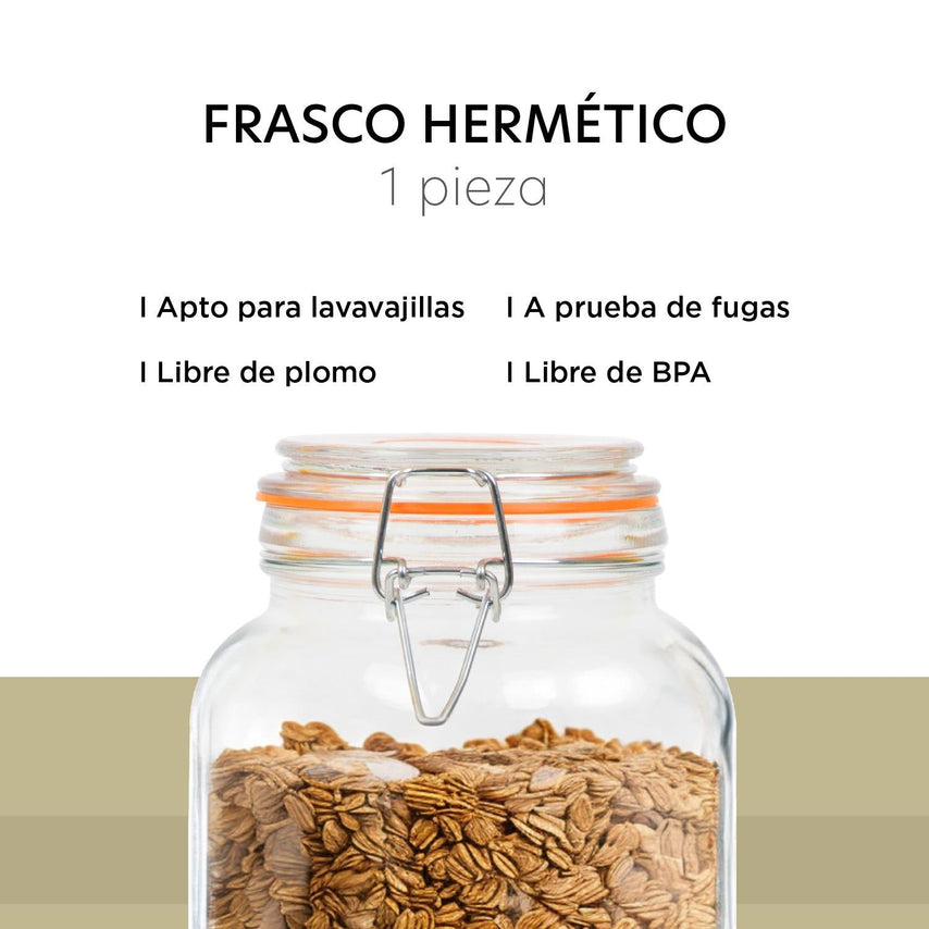 Contenedor para Almacenaje Cristal con Tapa Hermetica 2 Litros COLORJAR2 ColorHomeCOLORJAR2