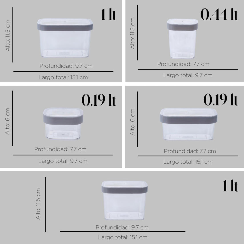 Contenedores Herméticos Plastico Para Almacenar 10 PiezasCOMBO-CH-15