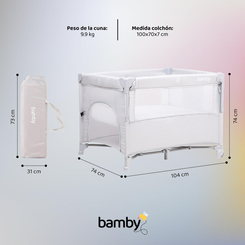 Corral Colecho Bebe Plegable Con Colchon Impermeable ViajeCOMBO-BAMBYD-5