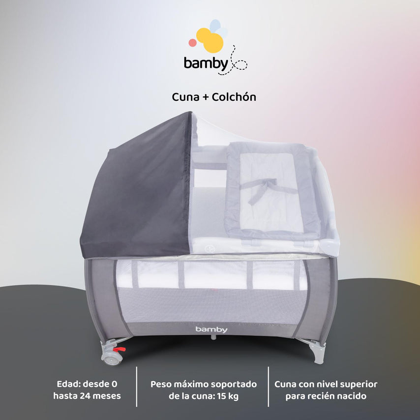 Corral Cuna De Bebe Plegable Con Colchon Impermeable 100 x 70 CMCOMBO-BAMBYD-1