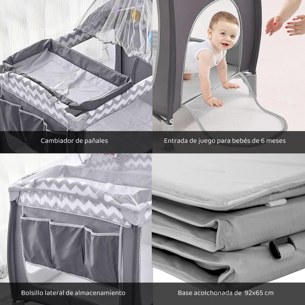 Cuna Corral Para Bebe Plegable Mosquitero Cambiador Juguete