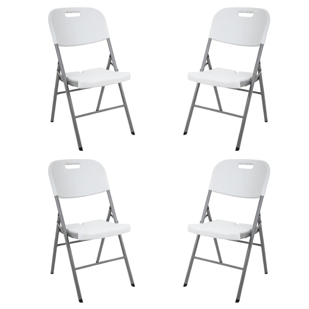 Set de 4 Sillas Plegables Blanco De Plastico Eventos Jardin