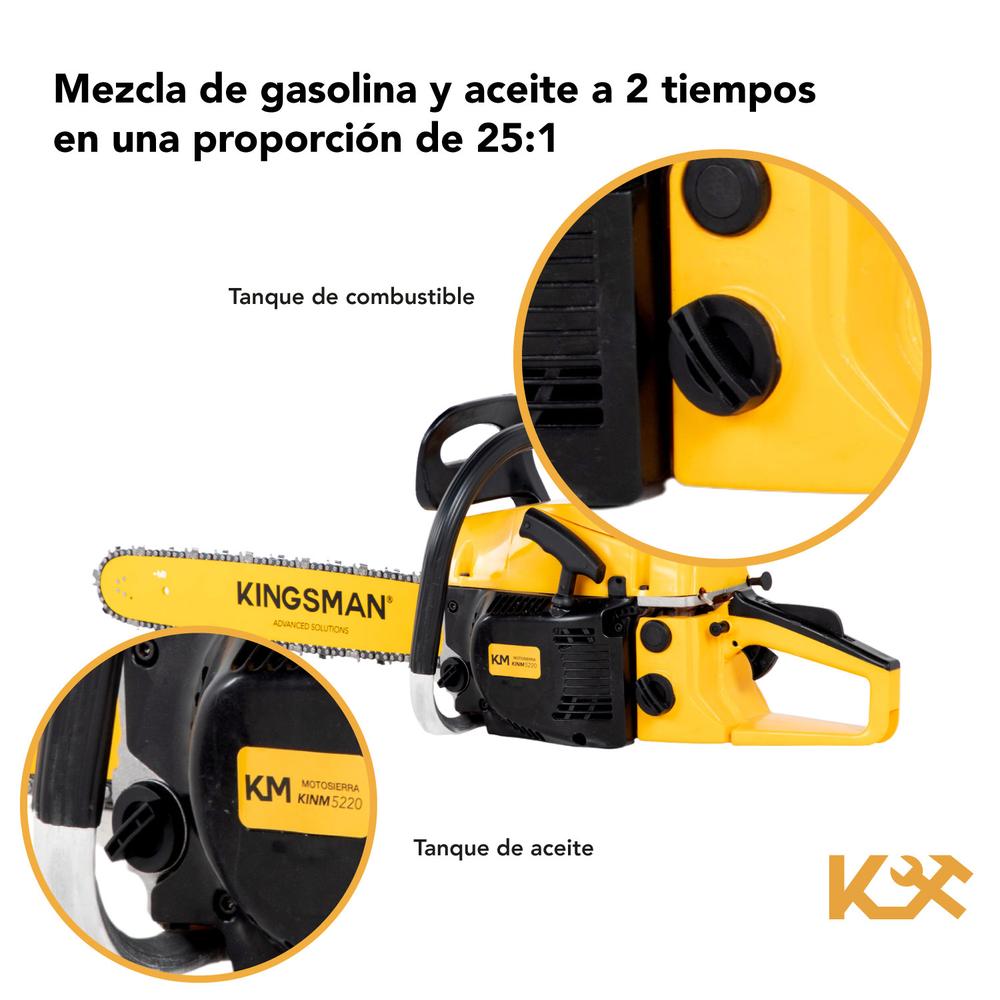 Motosierra A Gasolina 2.5hp 52cc Leñadora Kingsman