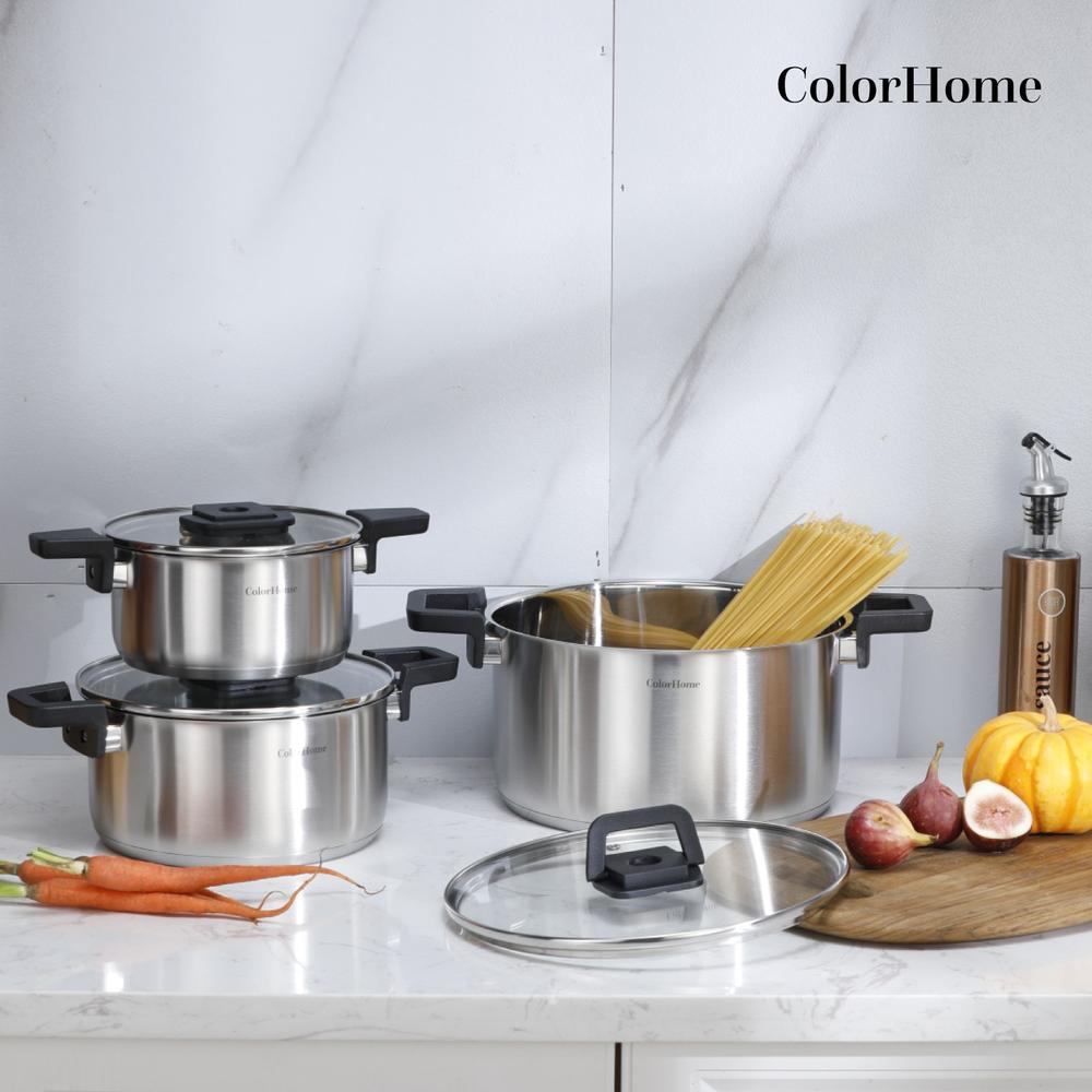 Batería De Cocina Combo Estante Para Ollas y Sartenes 7 Pzas