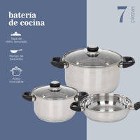 Thumbnail for Bateria De Cocina 7 Pzas Acero Inox Tricapa Negro Colorhome