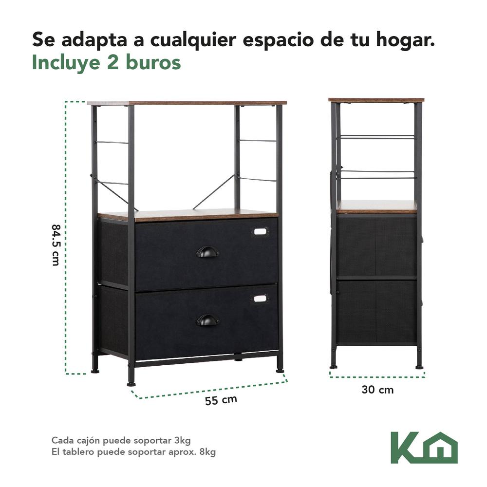 Set 2 Pzas Cómoda Cajonera Mesa De Noche Con Estante Cajones