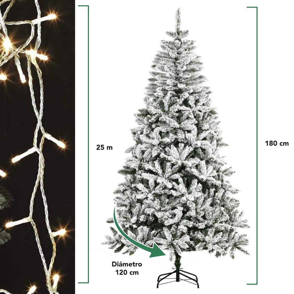 Árbol De Navidad Artificial 1.80 M + 250 Serie Luces Led 25m