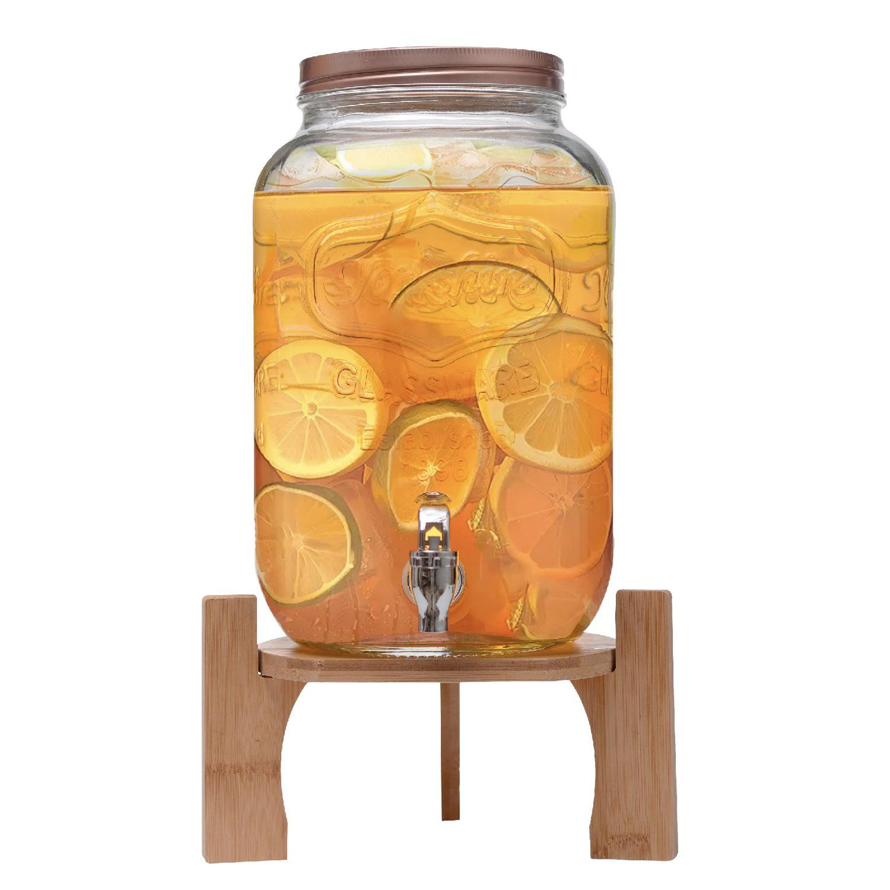 Dispensador Bebidas 8 Litros Mason Jar Vitrolero Agua Bambu