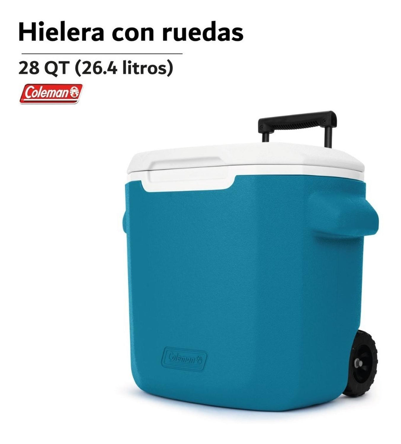 Hielera Coleman Con Ruedas Asa Retráctil 28qt Para 19 Latas