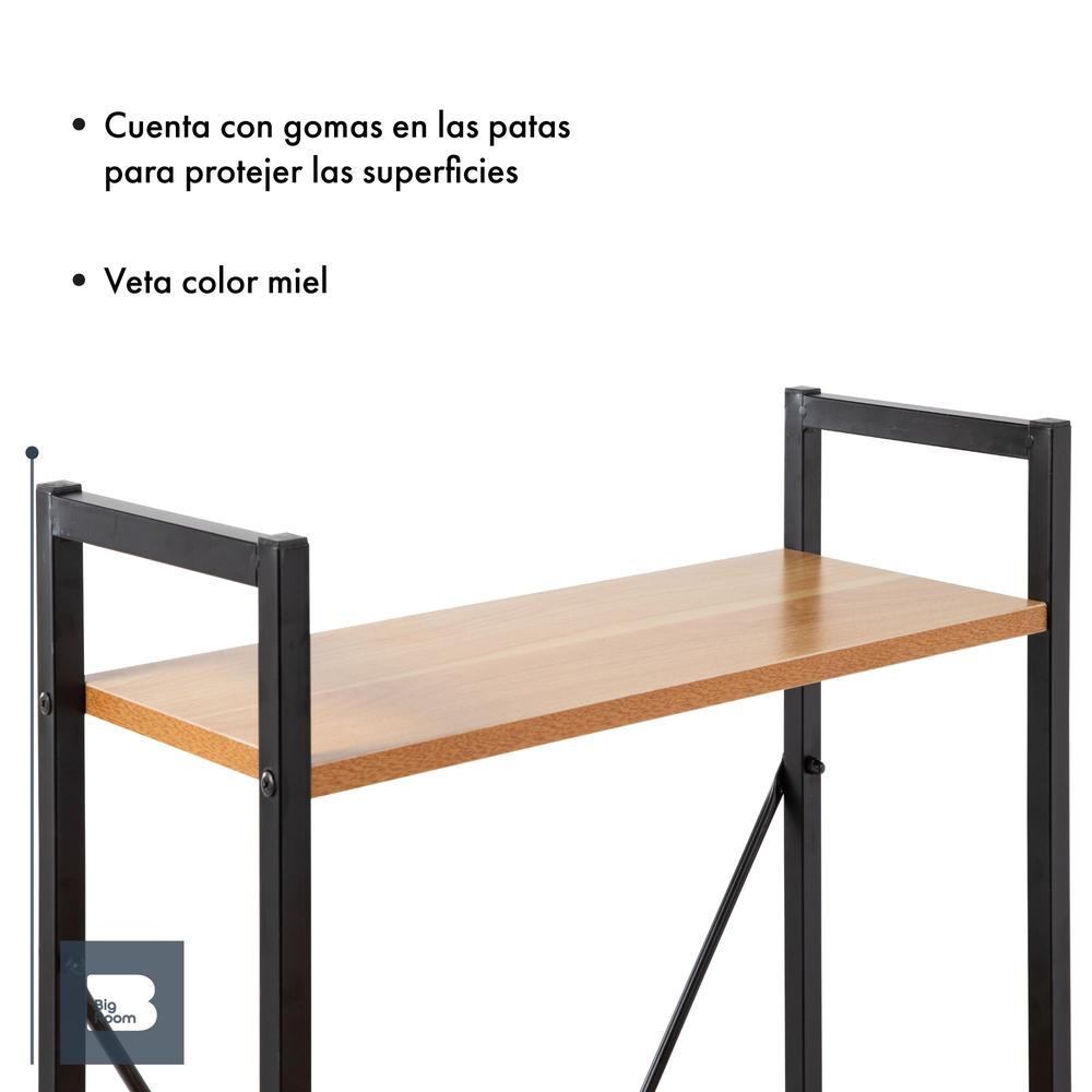 Escritorio Con 3 Repisas Madera Estructura Metal Minimalista