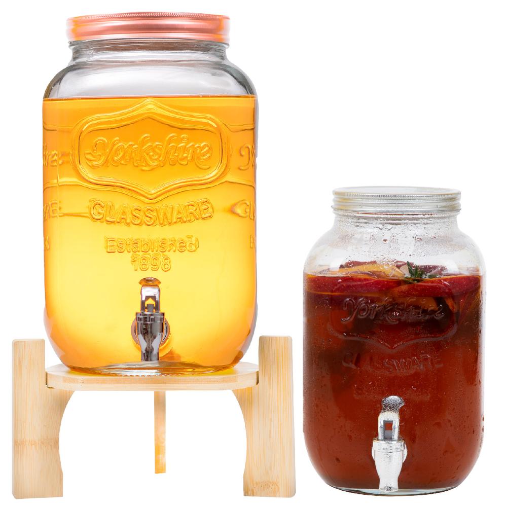 Dispensadores Bebidas 4 y 8 Litros Mason Jar Vitrolero Bambu