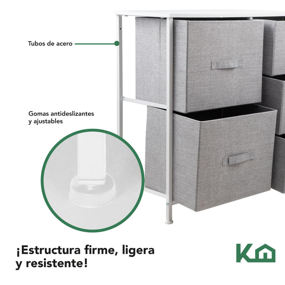 Comoda Cajonera 5 Cajones Mueble Organizador de Tela Madera