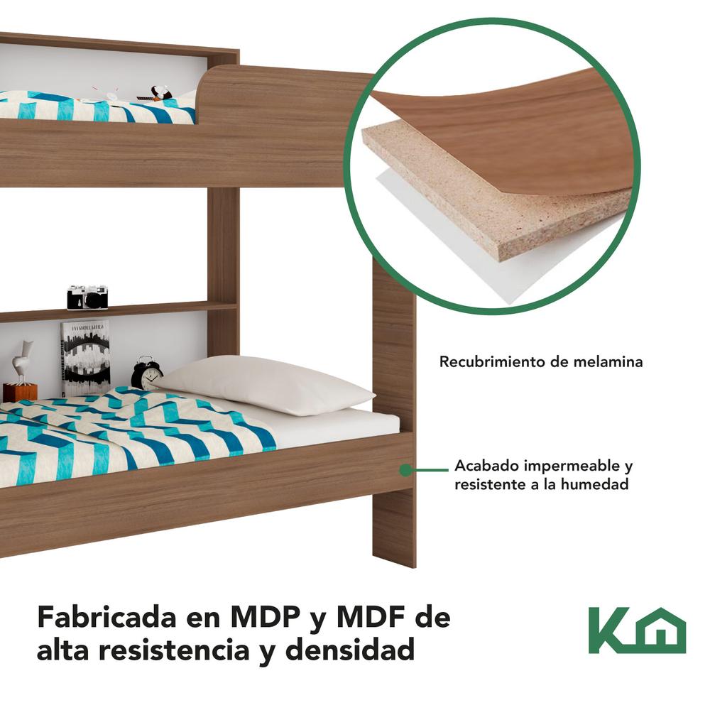 Litera Doble Individual Base Cama Con Estante KingsHouse