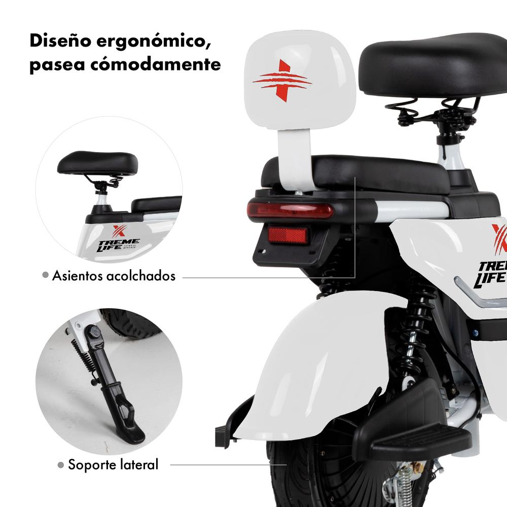 Bicicleta Eléctrica Moto 350W 0-33km/h Con Canastilla 50 km