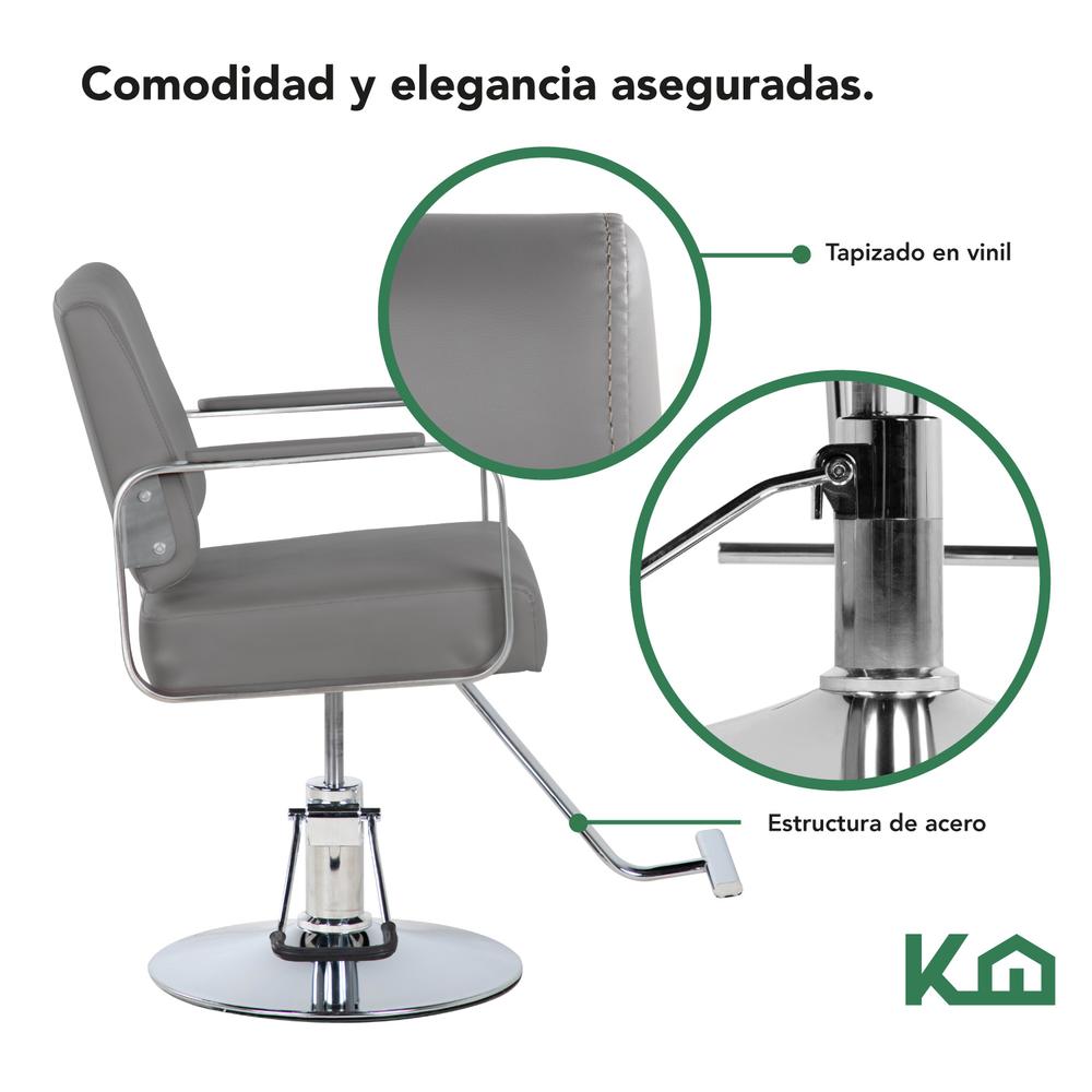 Sillon Barbero Estetica Hidraulico Ajustable Gris Barberia