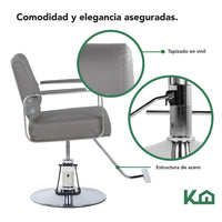 Thumbnail for Sillon Barbero Estetica Hidraulico Ajustable Gris Barberia