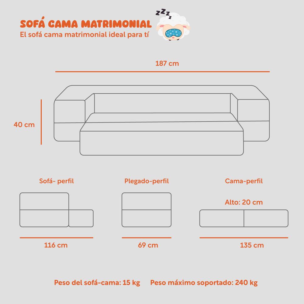 Sillón Plegable Sofá Cama Matrimonial Convertible Colchoneta