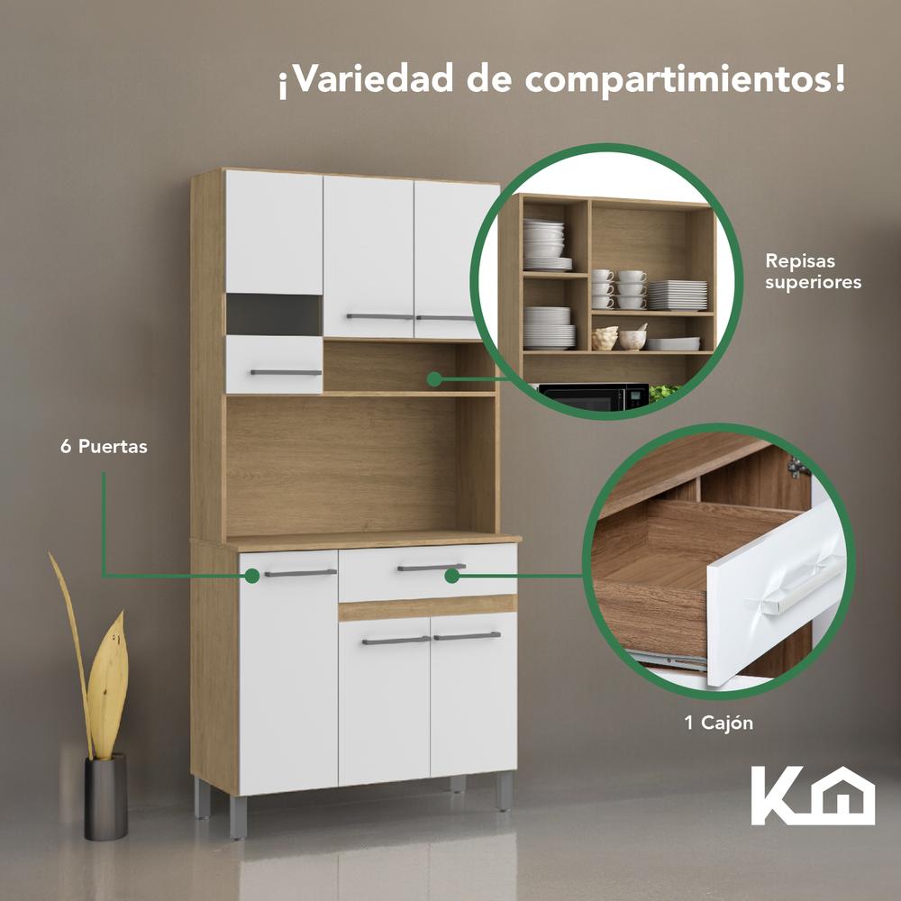 Mueble Rack Cocina Multiuso Alacena 6 Repisas Madera Estante