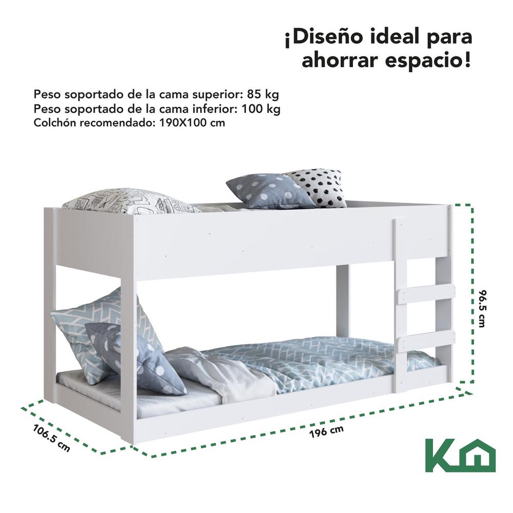 Litera Doble Individual Base Cama KingsHouse Desmontable